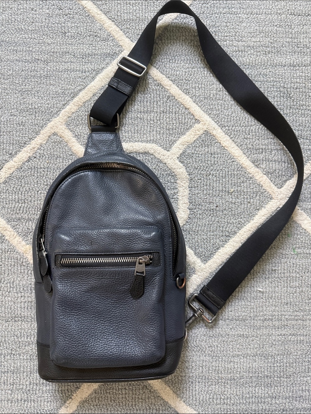 Coach West Pack 2540 Navy Pebble Leather Sling Crossbody Bag